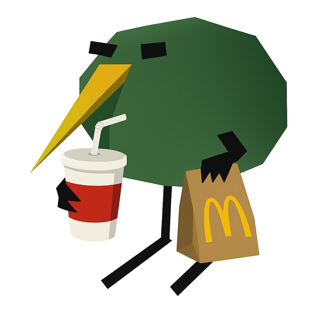 Burd with McDonald's drink and bag